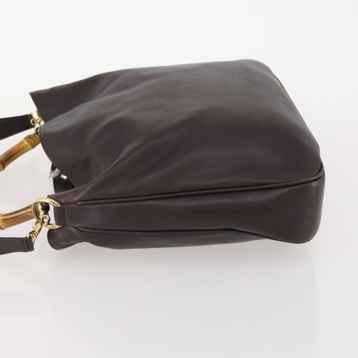 GUCCI Bamboo Shoulder Bag Leather 2way Brown Gold 001 1577 Auth 180797