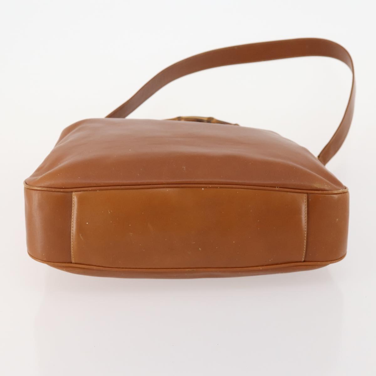 GUCCI Bamboo Shoulder Bag Leather 2way Brown Gold 001 1577 Auth 180800