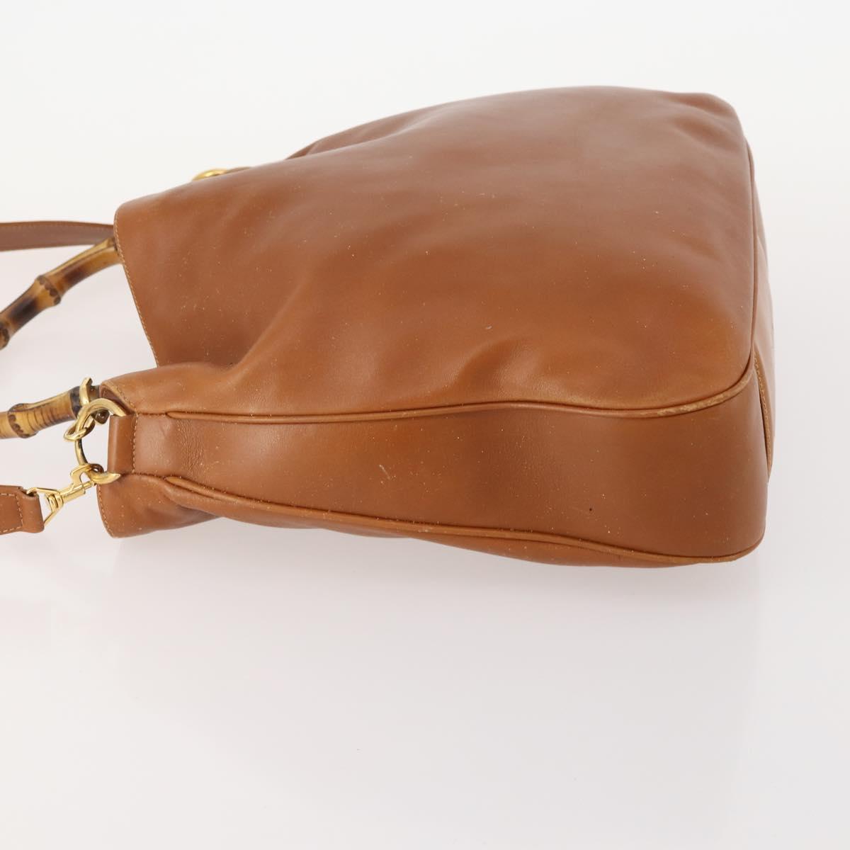 GUCCI Bamboo Shoulder Bag Leather 2way Brown Gold 001 1577 Auth 180800