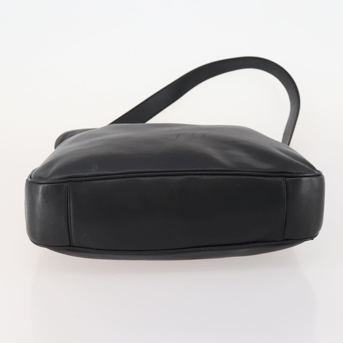 GUCCI Bamboo Shoulder Bag Leather 2way Black Gold 001 1577 Auth 180801