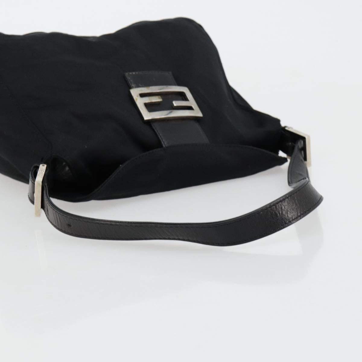 FENDI Mamma Baguette Shoulder Bag Nylon Black Silver Auth 180804