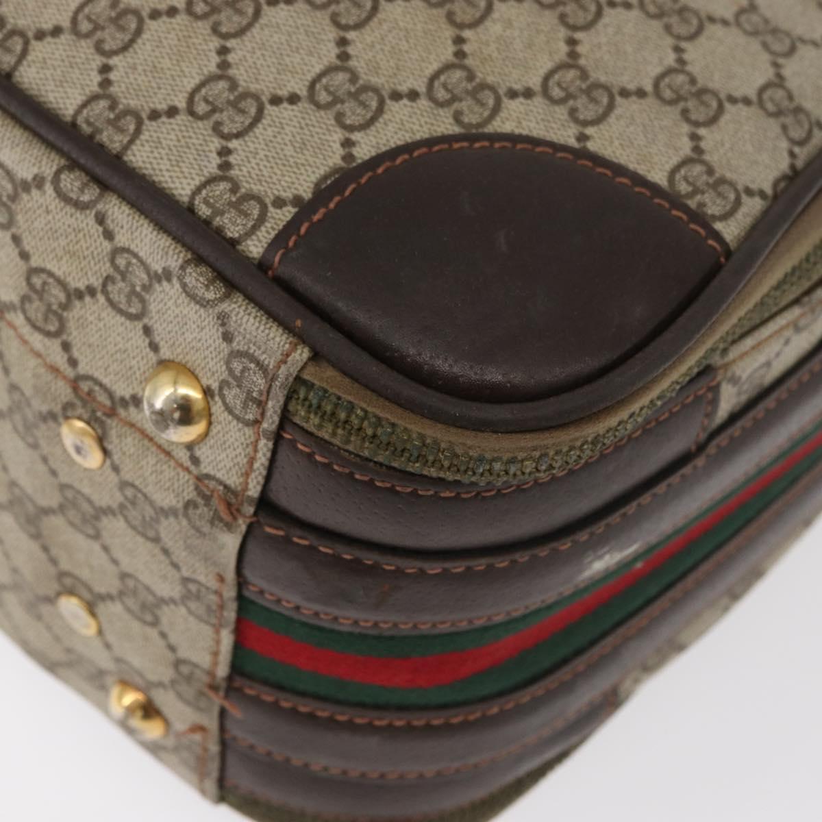 GUCCI GG Supreme Web Sherry Line Trunk PVC Beige Gold Red Auth 180805