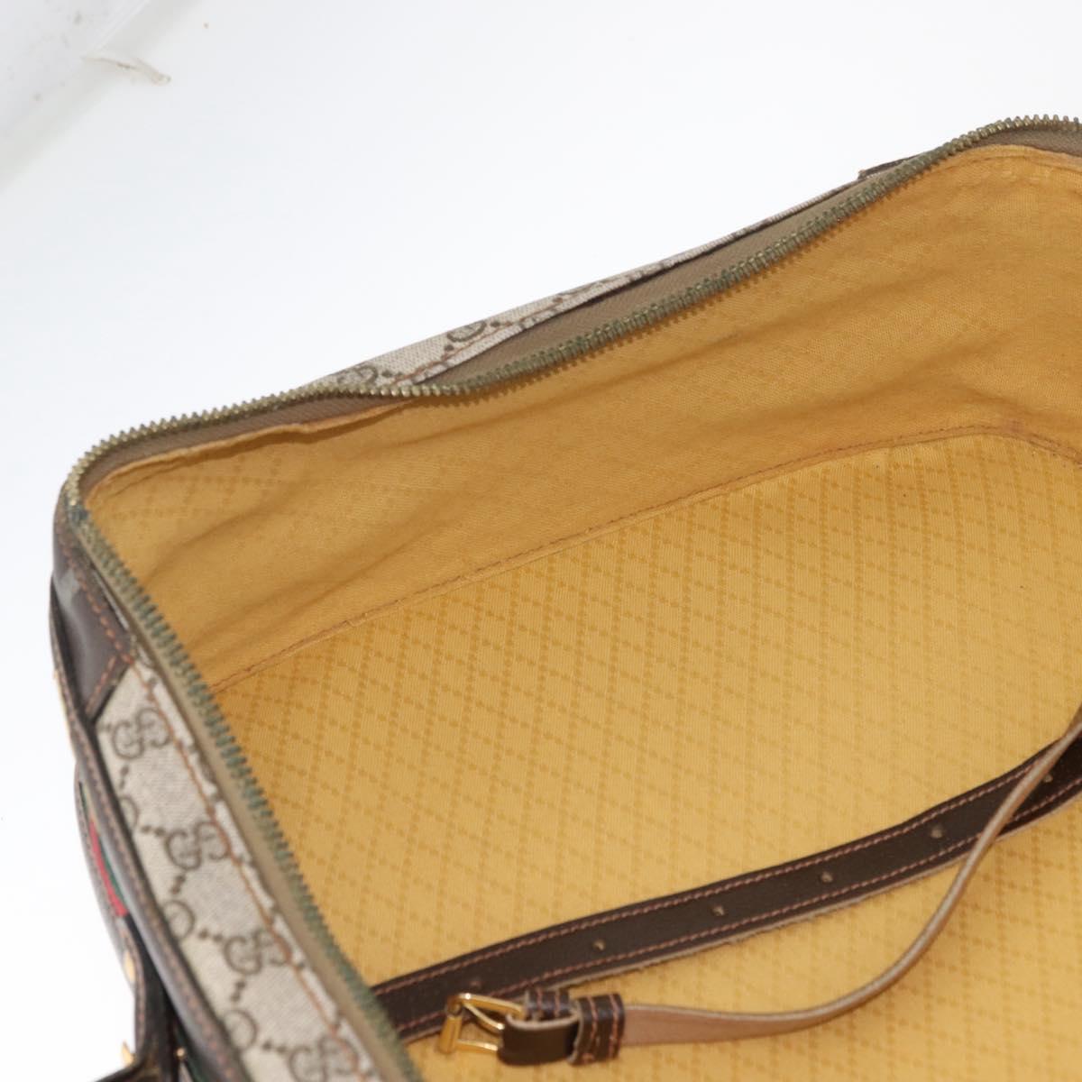 GUCCI GG Supreme Web Sherry Line Trunk PVC Beige Gold Red Auth 180805