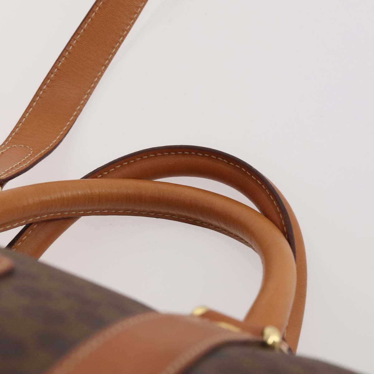 CELINE Macadam Canvas Boston Bag PVC Leather 2way Brown Gold Auth 180808A