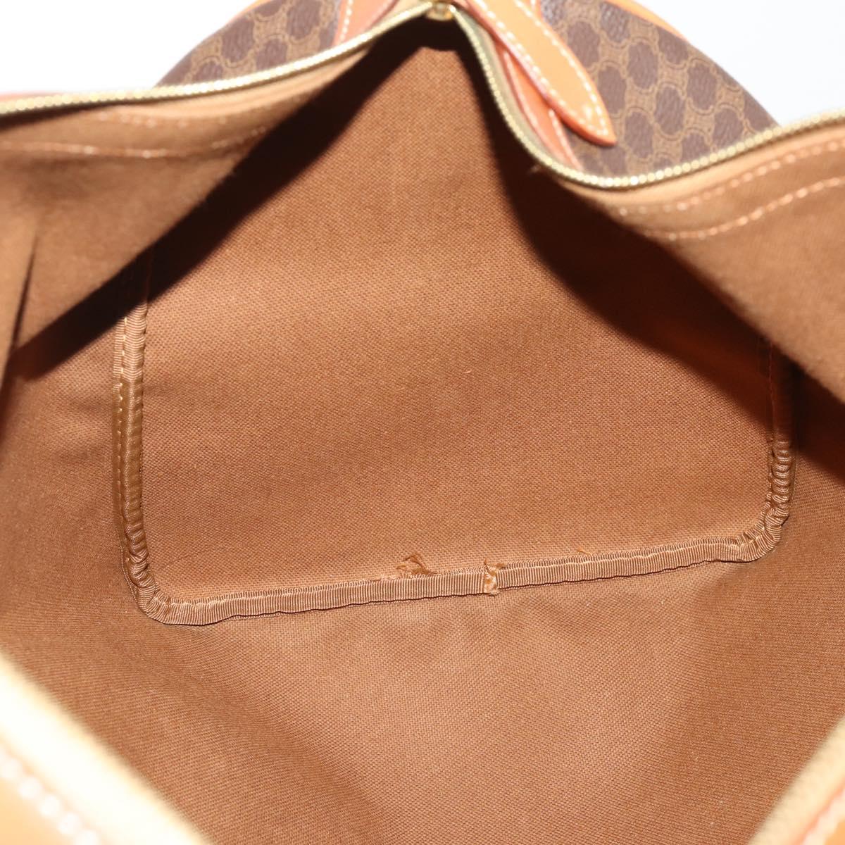 CELINE Macadam Canvas Boston Bag PVC Leather 2way Brown Gold Auth 180808A