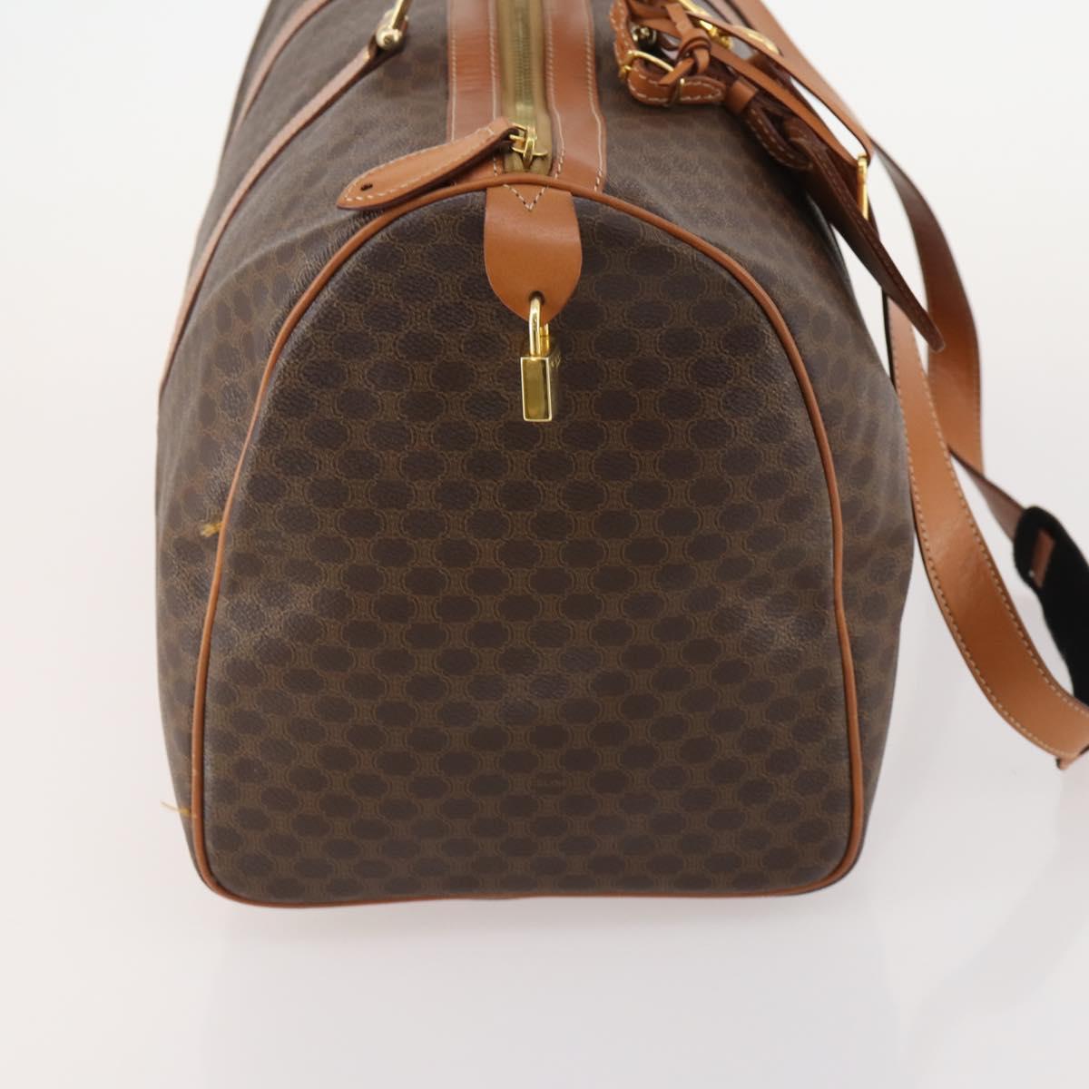 CELINE Macadam Canvas Boston Bag PVC Leather 2way Brown Gold Auth 180808A