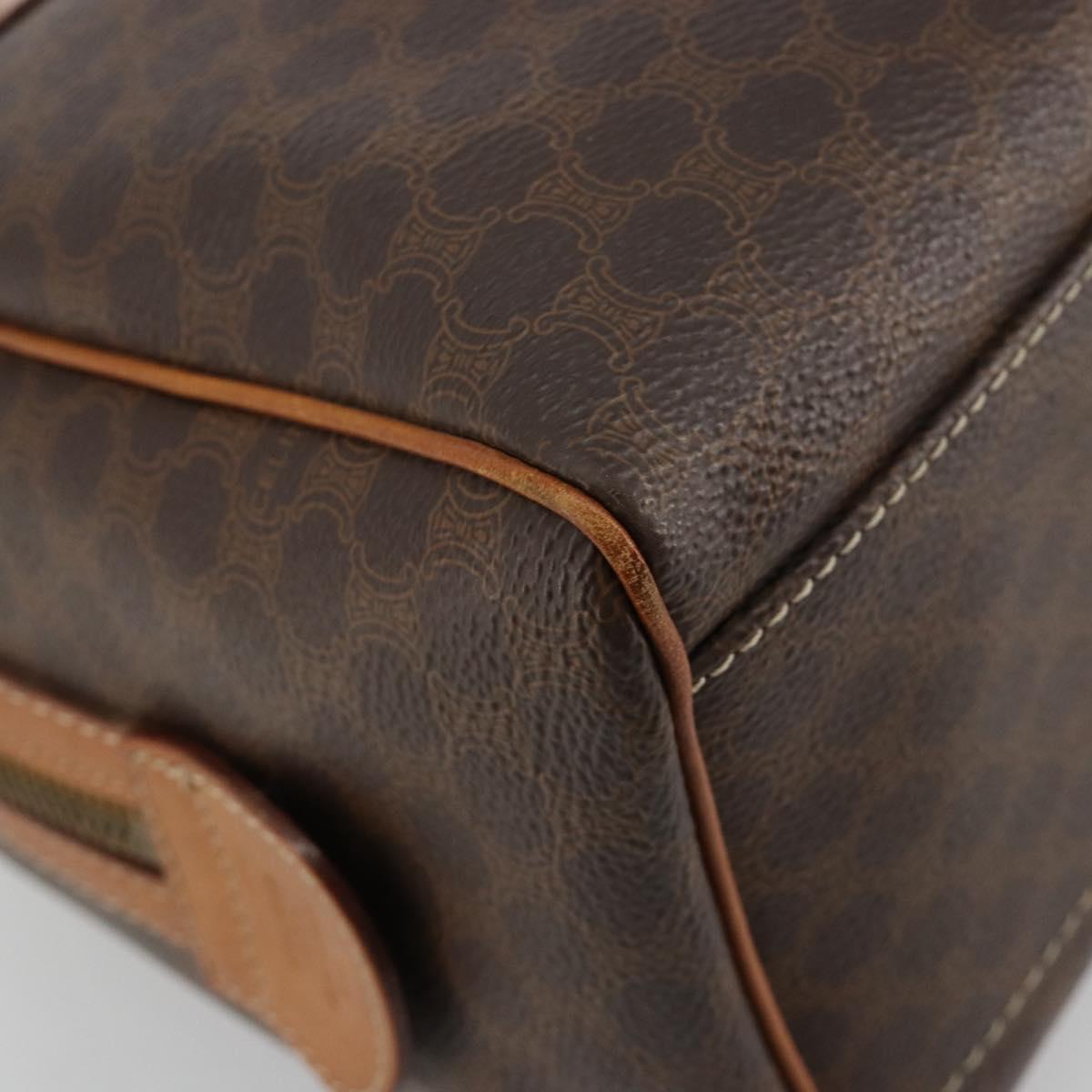 CELINE Macadam Canvas Hand Bag PVC Leather Brown Gold Auth 180809A