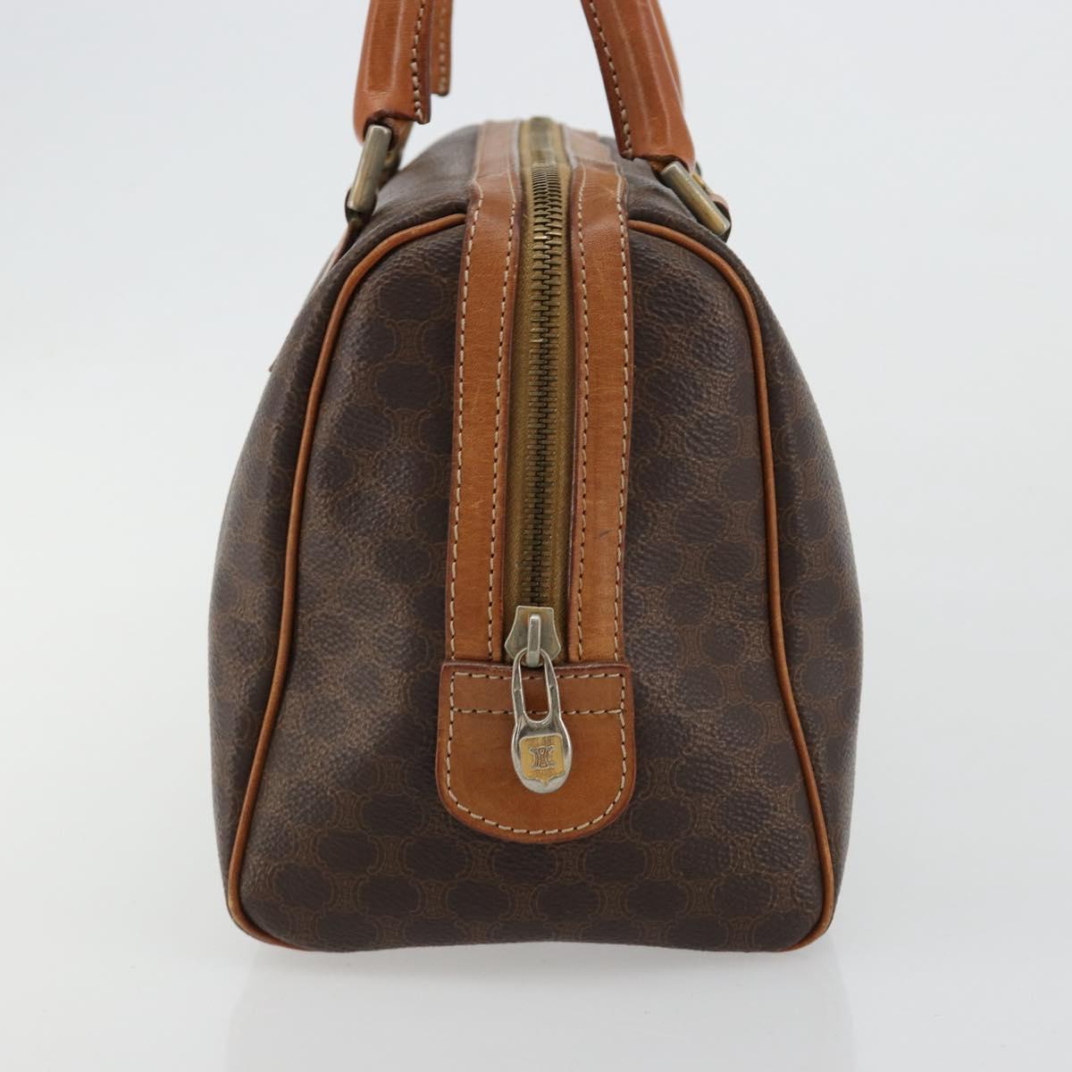 CELINE Macadam Canvas Hand Bag PVC Leather Brown Gold Auth 180809A