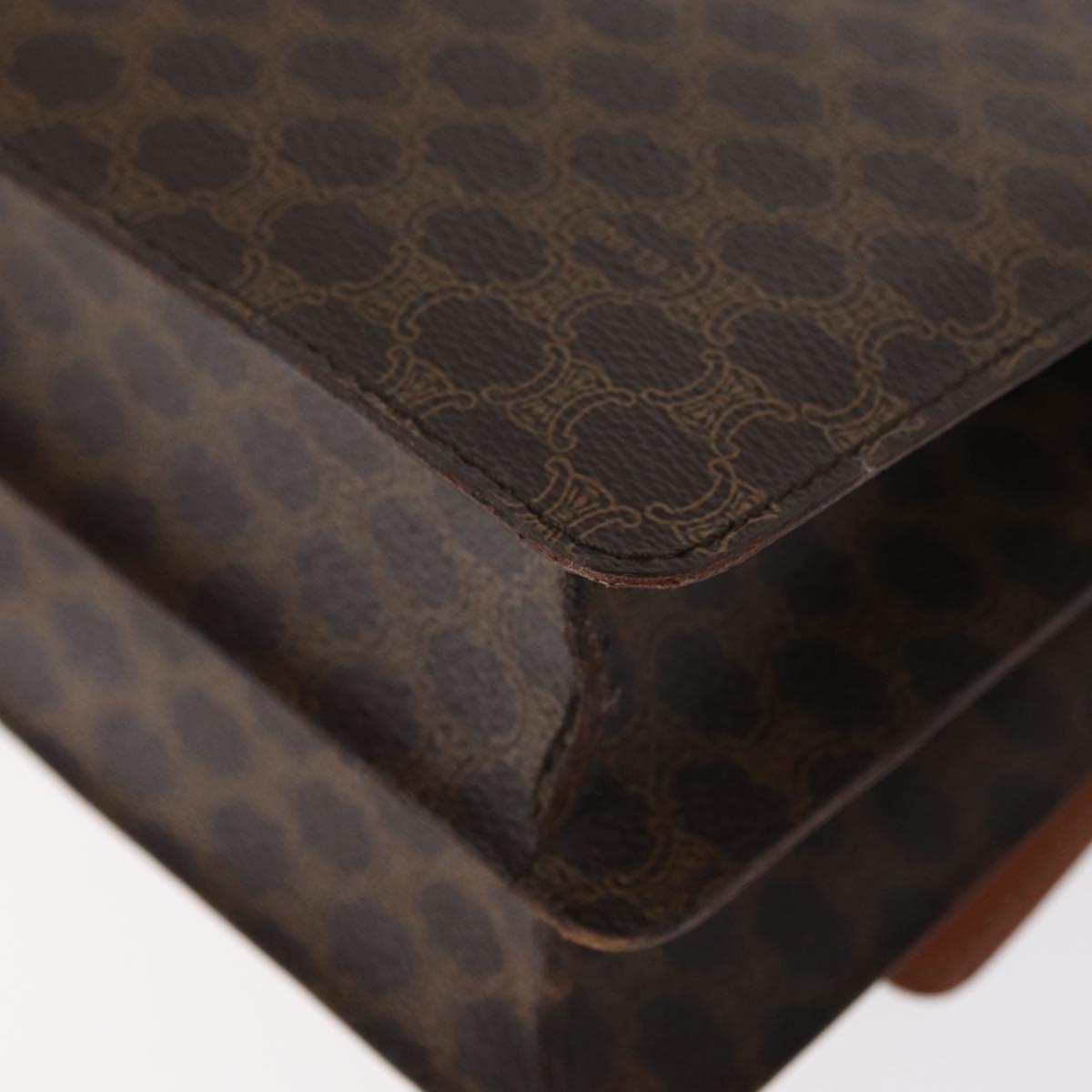CELINE Macadam Canvas Hand Bag PVC Leather Brown Gold Auth 180815A