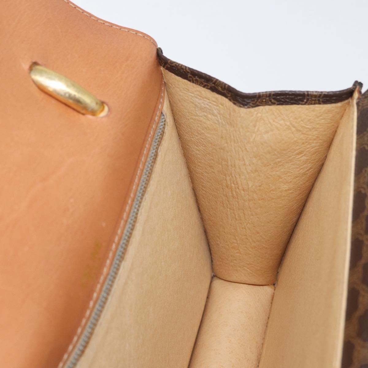 CELINE Macadam Canvas Hand Bag PVC Leather Brown Gold Auth 180815A