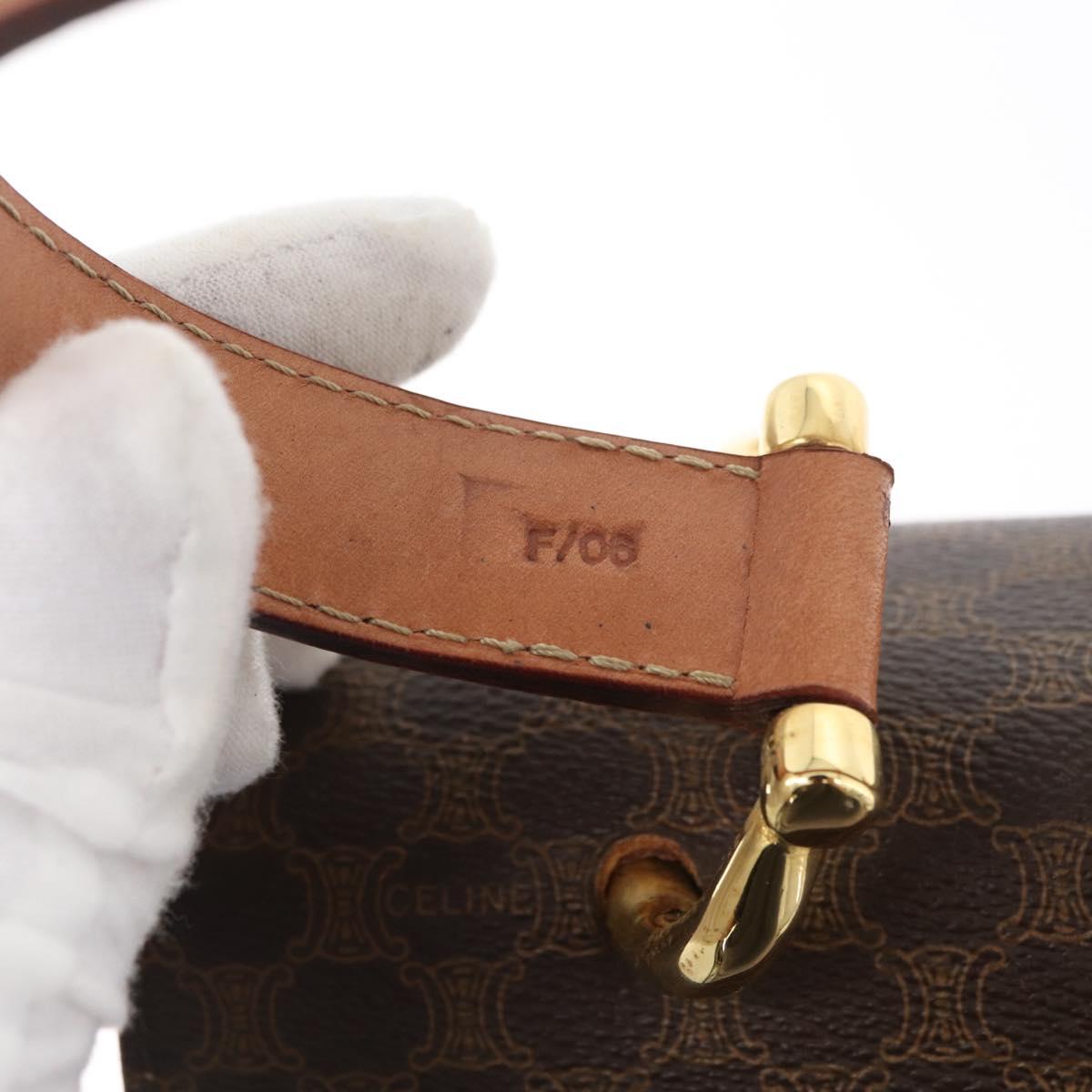 CELINE Macadam Canvas Hand Bag PVC Leather Brown Gold Auth 180815A