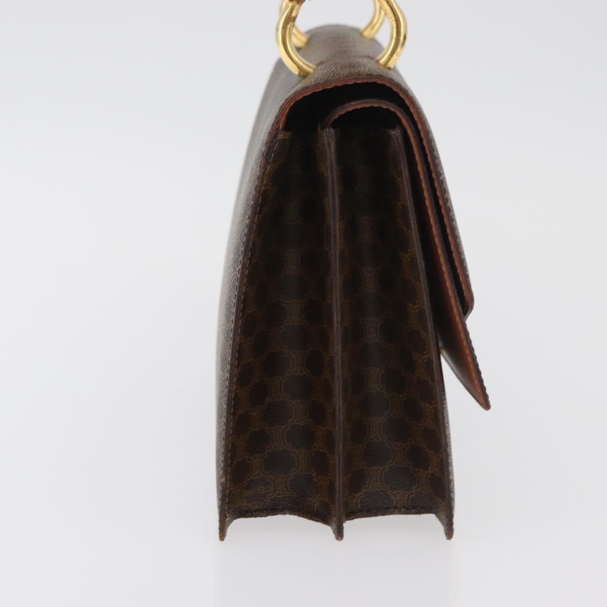 CELINE Macadam Canvas Hand Bag PVC Leather Brown Gold Auth 180815A