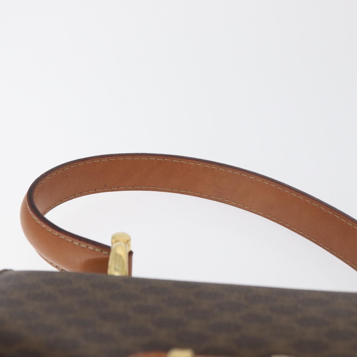 CELINE Macadam Canvas Hand Bag PVC Leather Brown Gold Auth 180815A