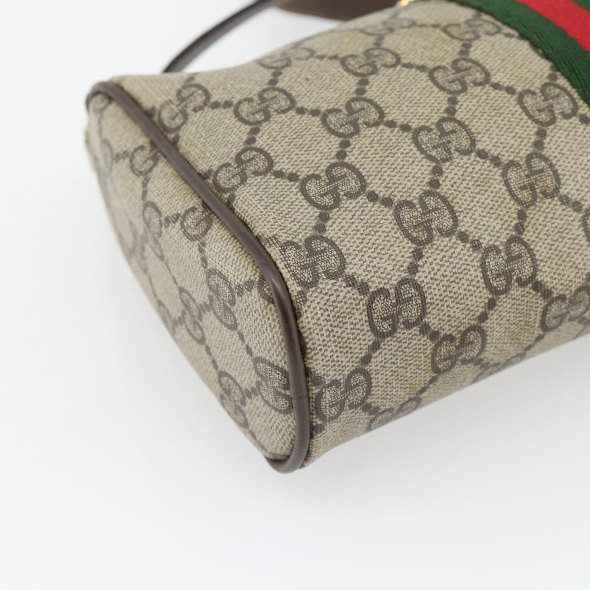 GUCCI GG Supreme Web Sherry Line Bag PVC Beige Gold 41 02 018 Auth 180817