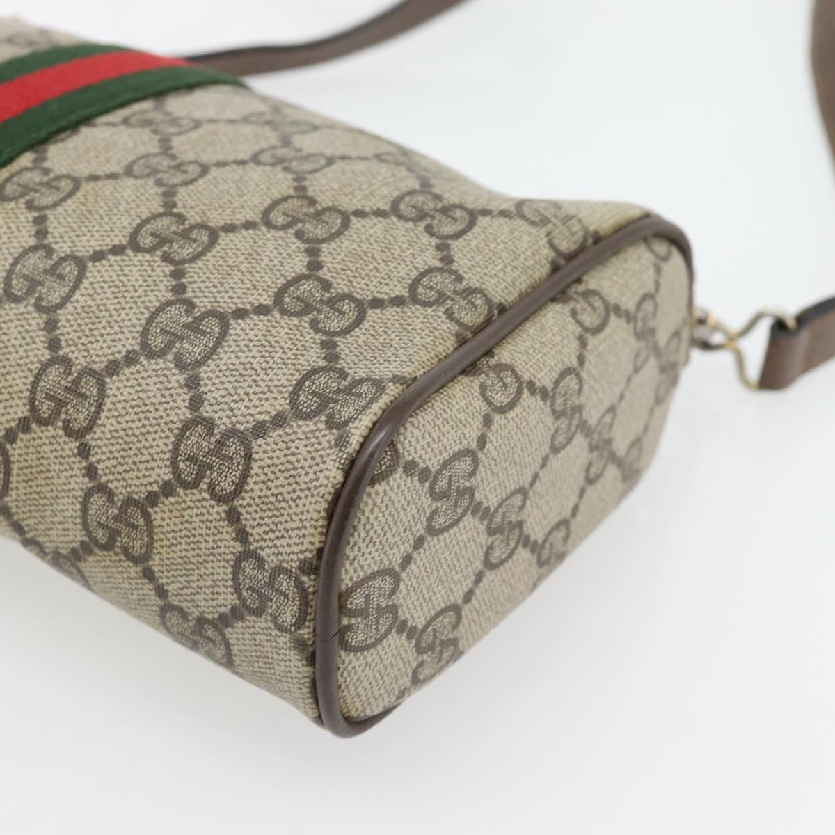 GUCCI GG Supreme Web Sherry Line Bag PVC Beige Gold 41 02 018 Auth 180817