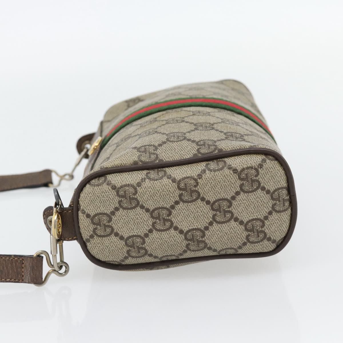 GUCCI GG Supreme Web Sherry Line Bag PVC Beige Gold 41 02 018 Auth 180817