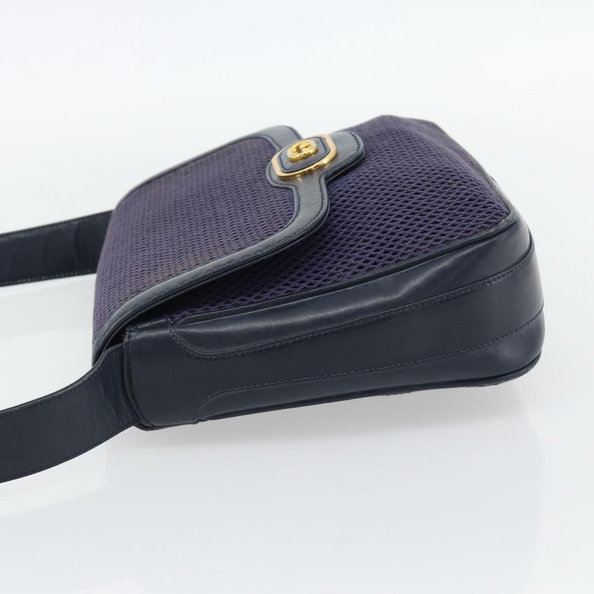 GUCCI Shoulder Bag Leather Purple Gold Auth 180820
