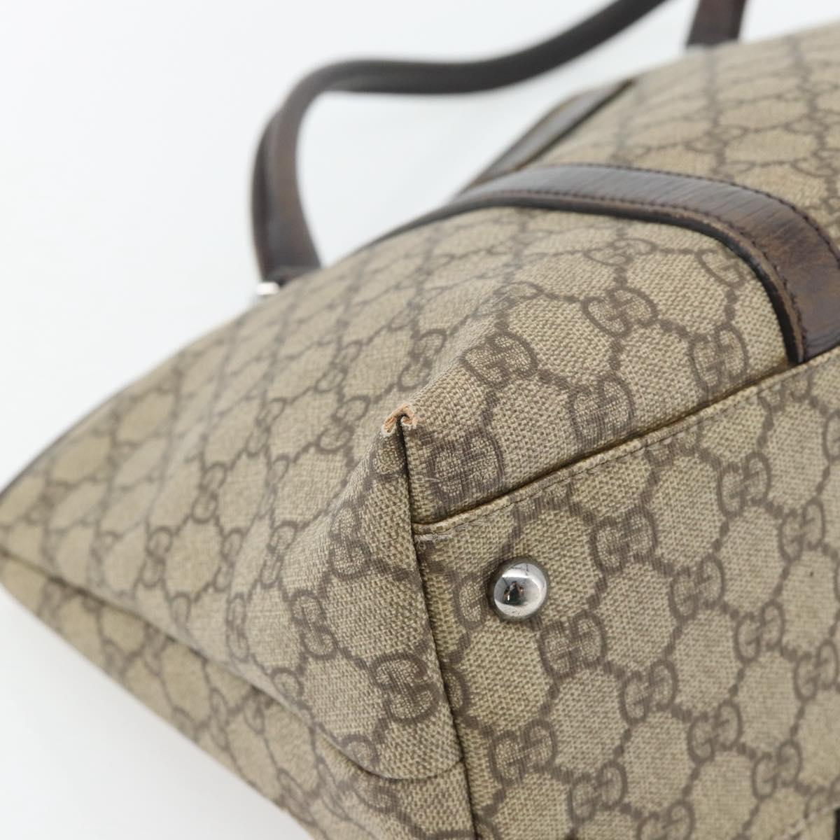 GUCCI GG Supreme Tote Bag PVC Beige Silver 114595 Auth 180826