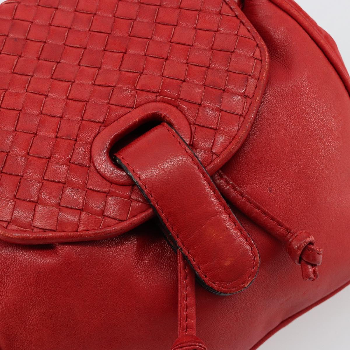 BOTTEGA VENETA INTRECCIATO Backpack Leather Red Gold Auth 180832