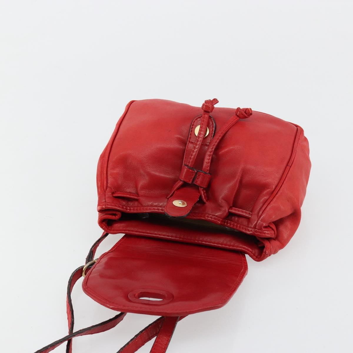 BOTTEGA VENETA INTRECCIATO Backpack Leather Red Gold Auth 180832