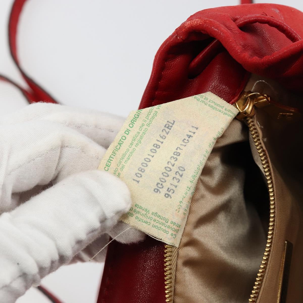 BOTTEGA VENETA INTRECCIATO Backpack Leather Red Gold Auth 180832