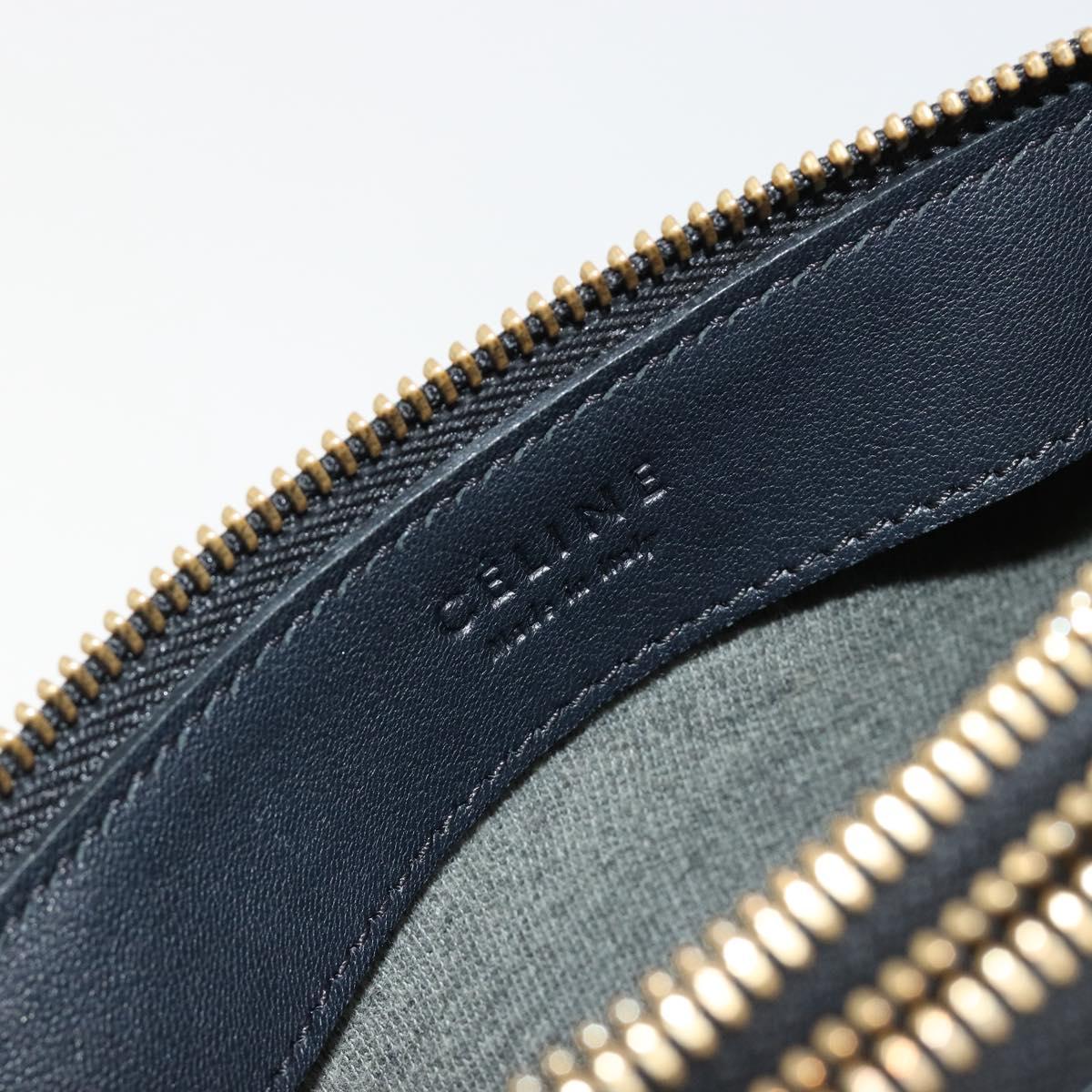 CELINE Trio Shoulder Bag Leather Black Gold Auth 180834