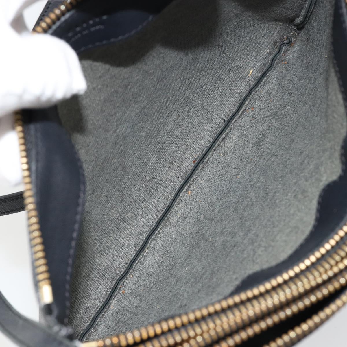 CELINE Trio Shoulder Bag Leather Black Gold Auth 180834