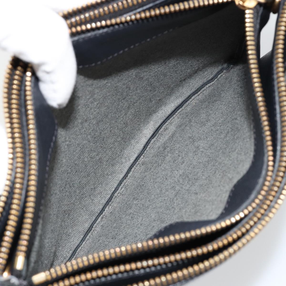 CELINE Trio Shoulder Bag Leather Black Gold Auth 180834