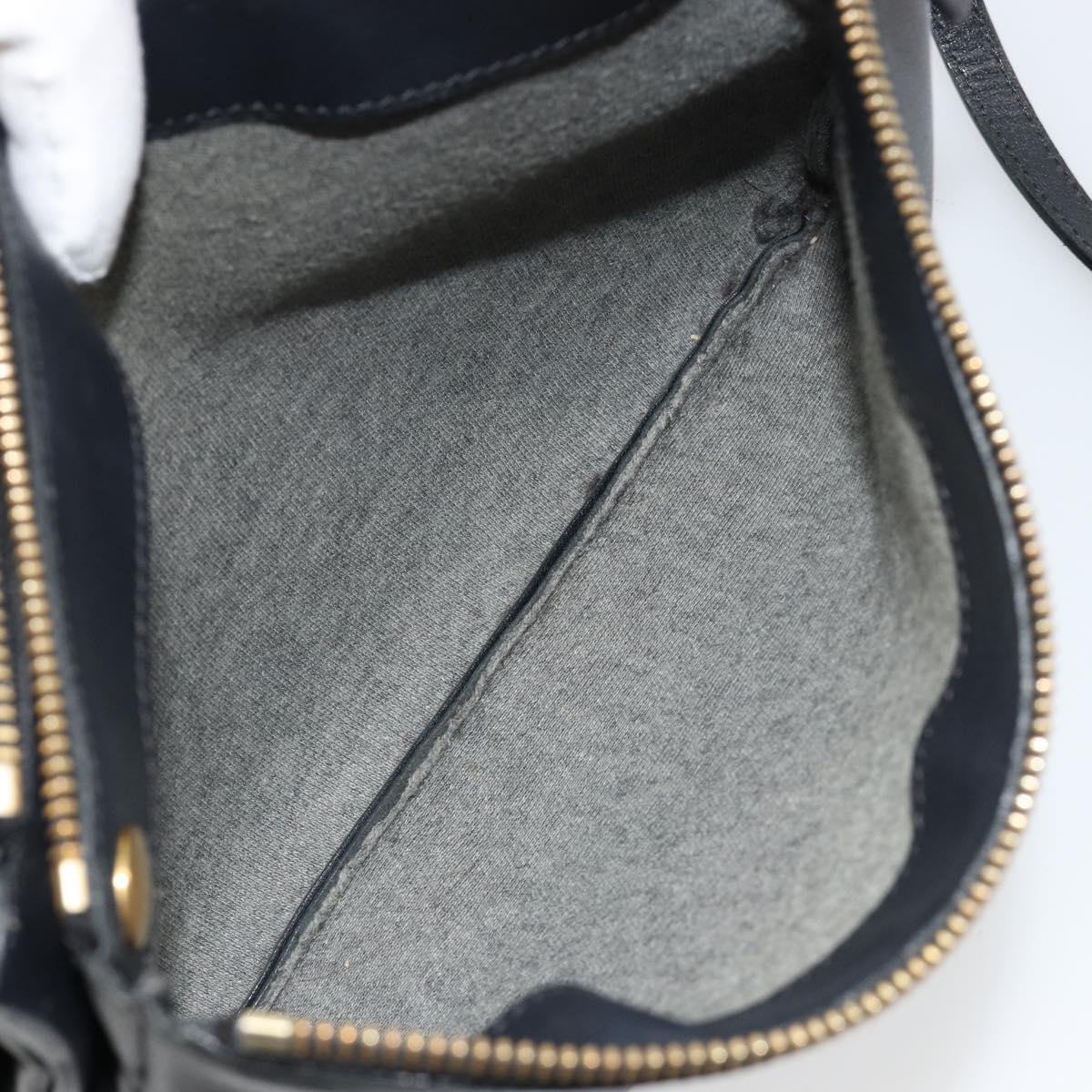 CELINE Trio Shoulder Bag Leather Black Gold Auth 180834