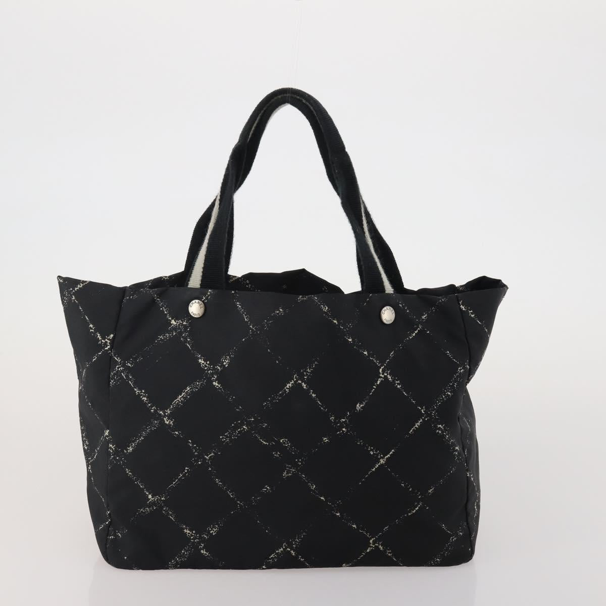 CHANEL New Travel Line Tote Bag Canvas 6 Set Black Brown pink CC Auth 180838