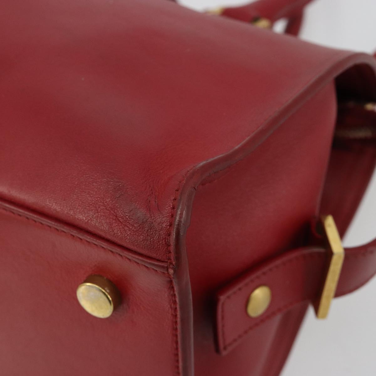 SAINT LAURENT Baby Kabas Hand Bag Leather 2way Red Gold Auth 180845A