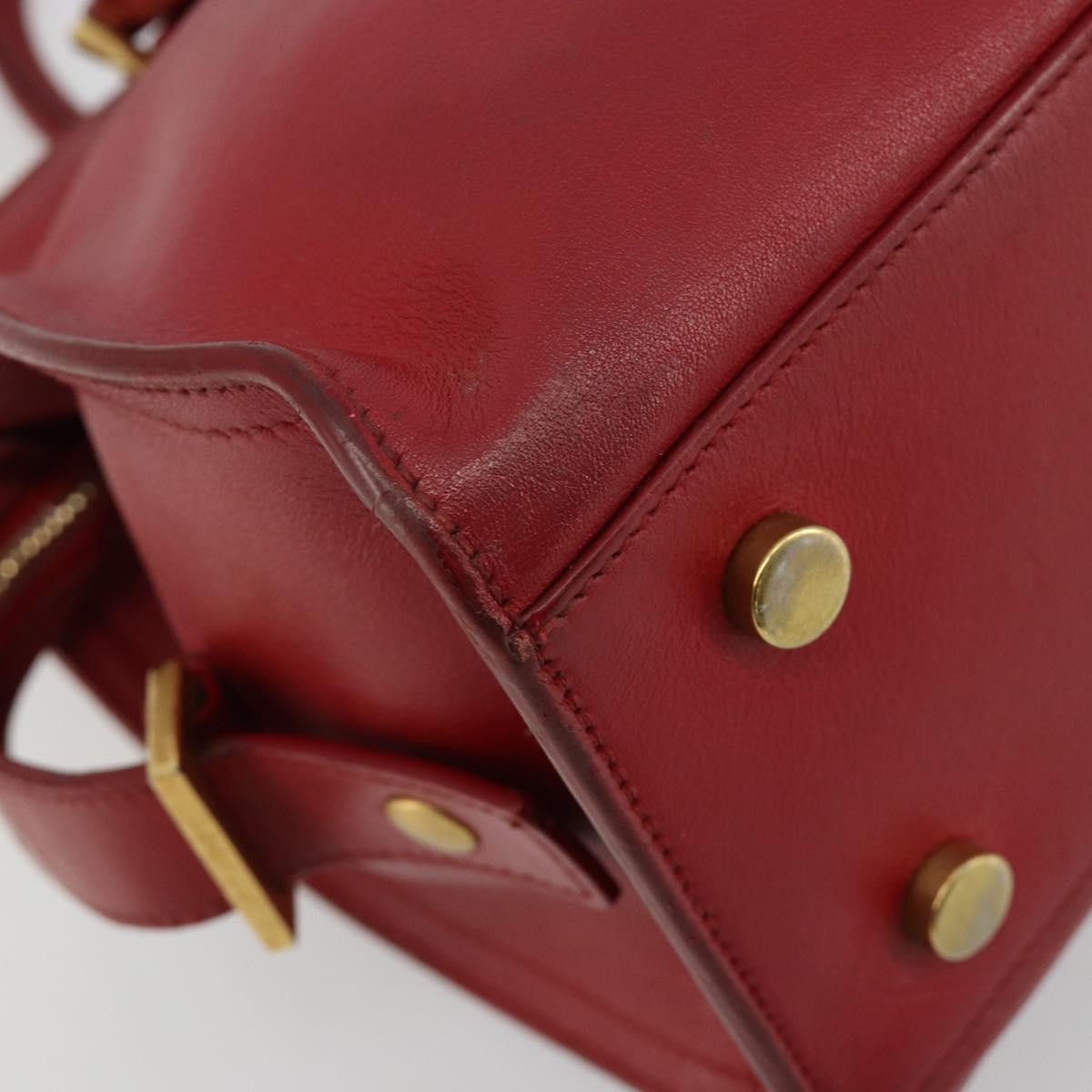 SAINT LAURENT Baby Kabas Hand Bag Leather 2way Red Gold Auth 180845A
