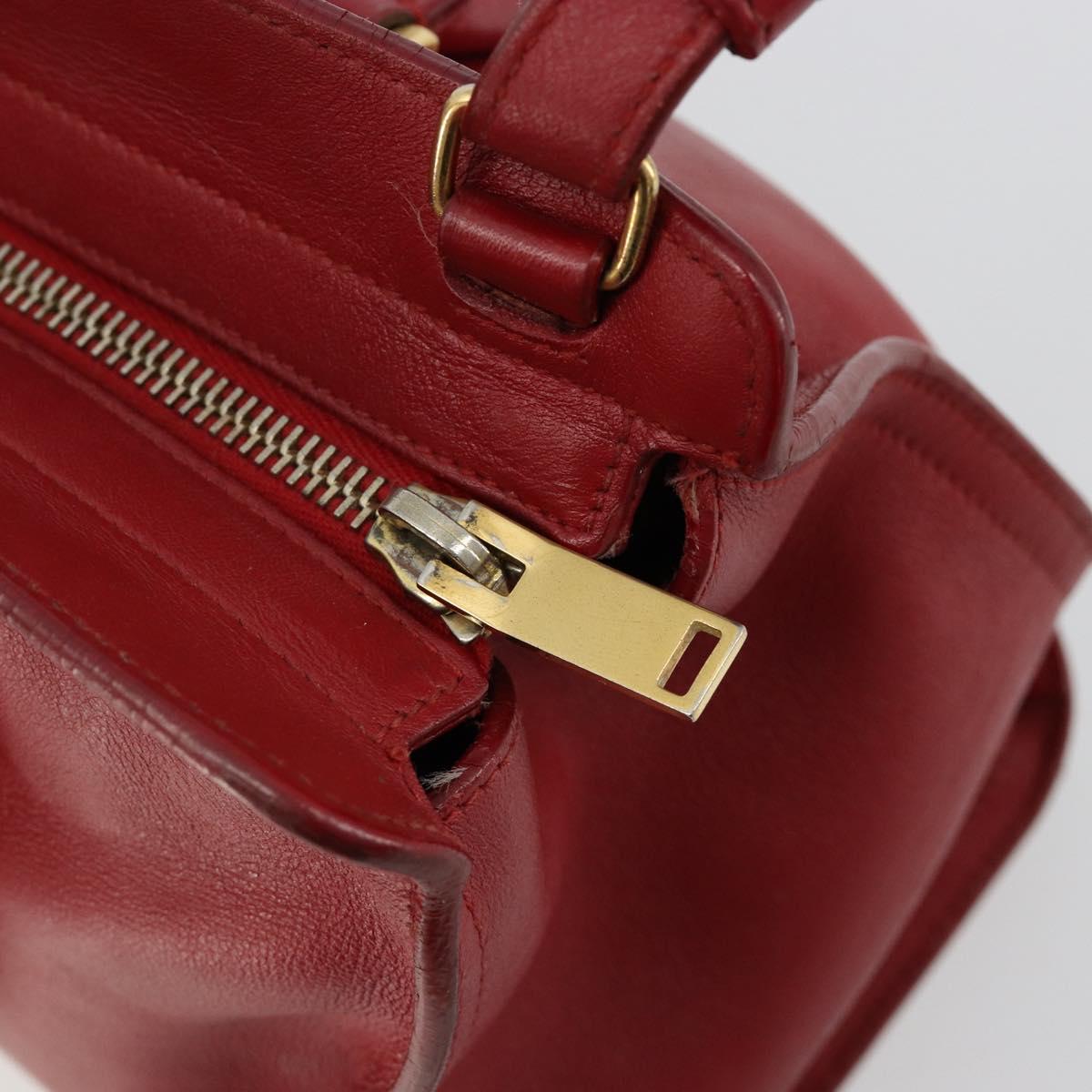 SAINT LAURENT Baby Kabas Hand Bag Leather 2way Red Gold Auth 180845A