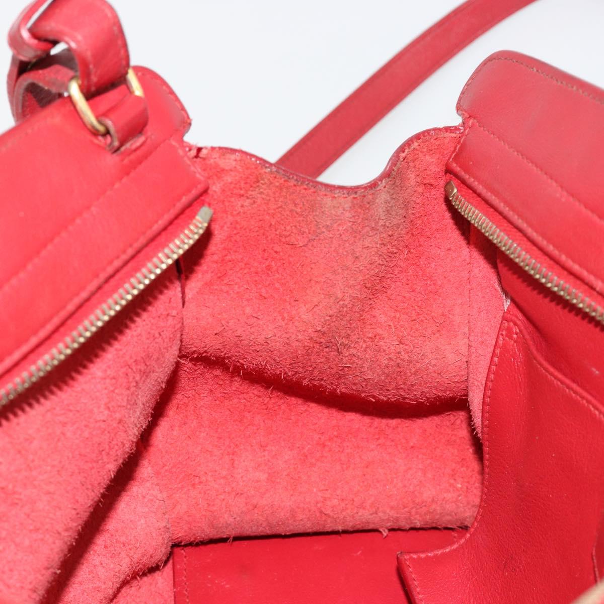 SAINT LAURENT Baby Kabas Hand Bag Leather 2way Red Gold Auth 180845A