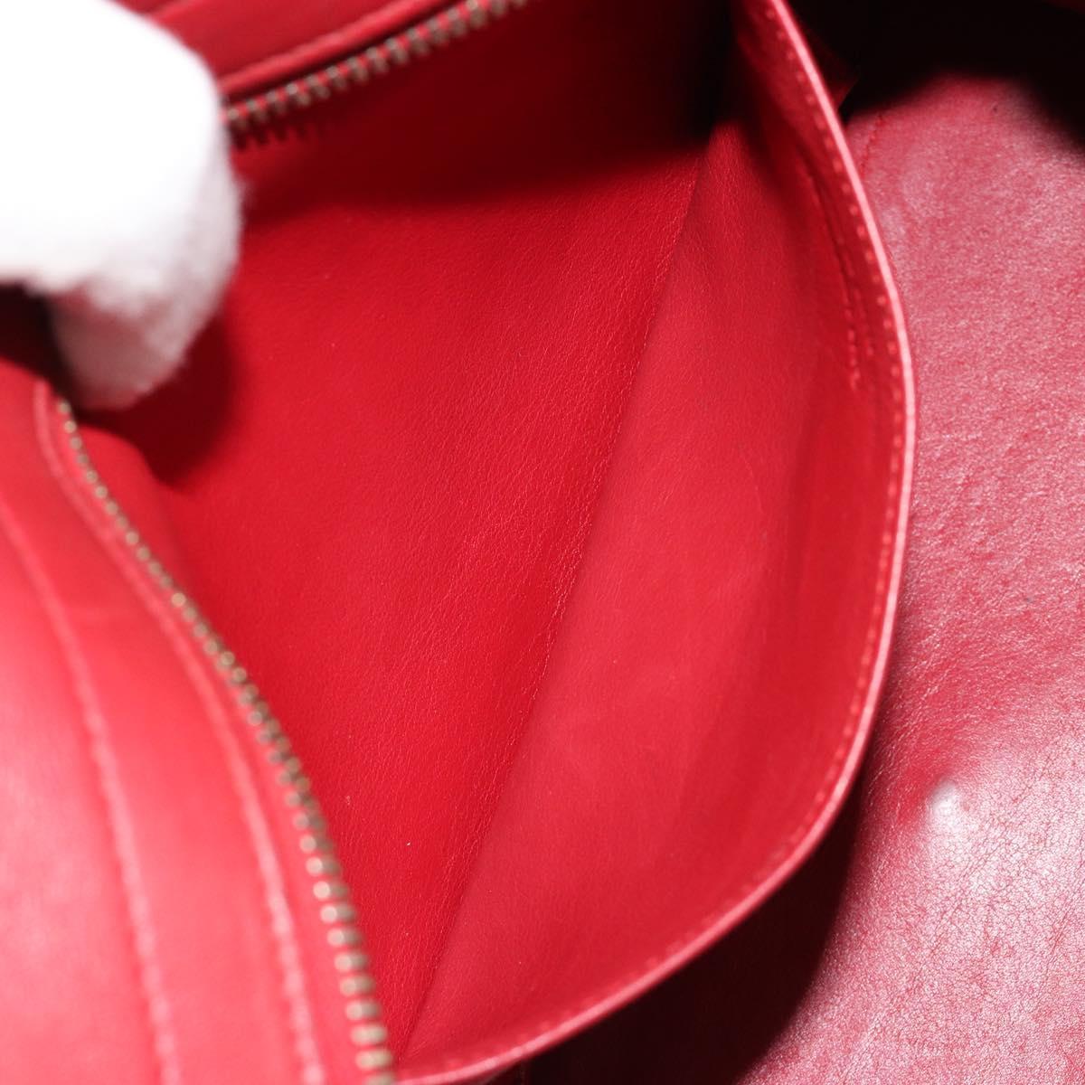 SAINT LAURENT Baby Kabas Hand Bag Leather 2way Red Gold Auth 180845A