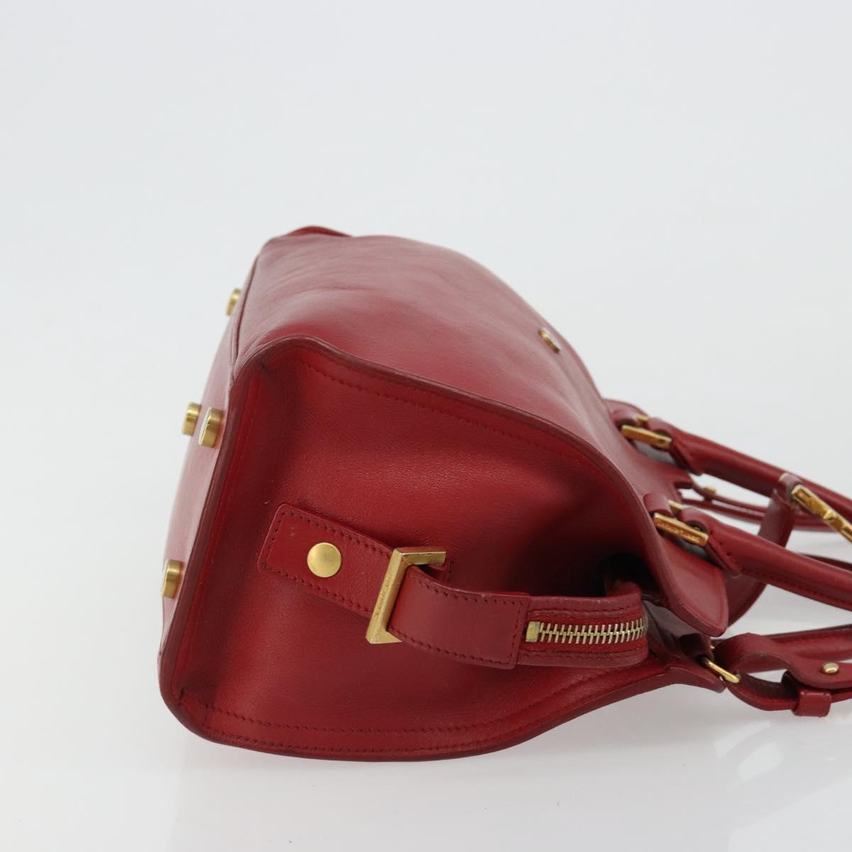 SAINT LAURENT Baby Kabas Hand Bag Leather 2way Red Gold Auth 180845A