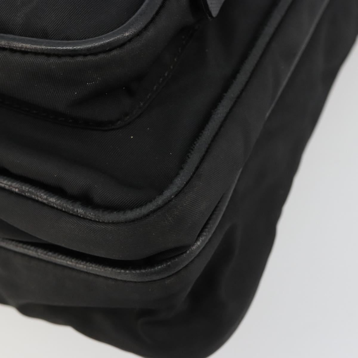 PRADA Shoulder Bag Nylon Black Silver Auth 180848