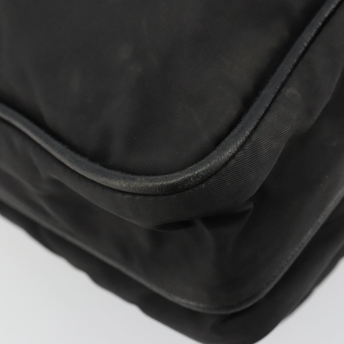 PRADA Shoulder Bag Nylon Black Silver Auth 180848