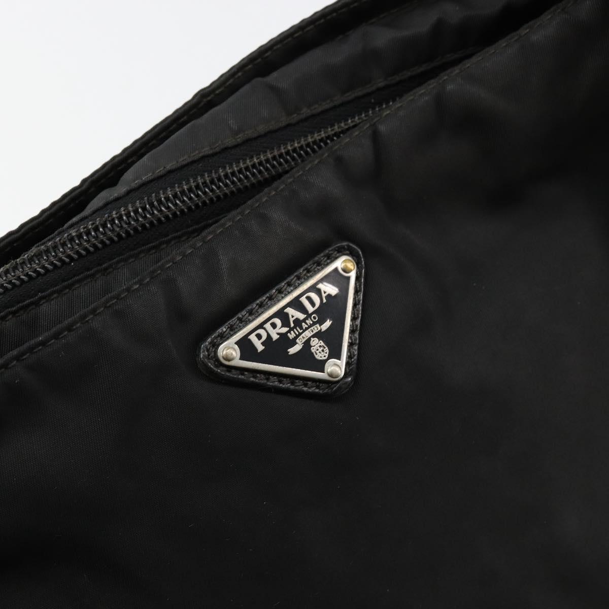 PRADA Shoulder Bag Nylon Black Silver Auth 180848