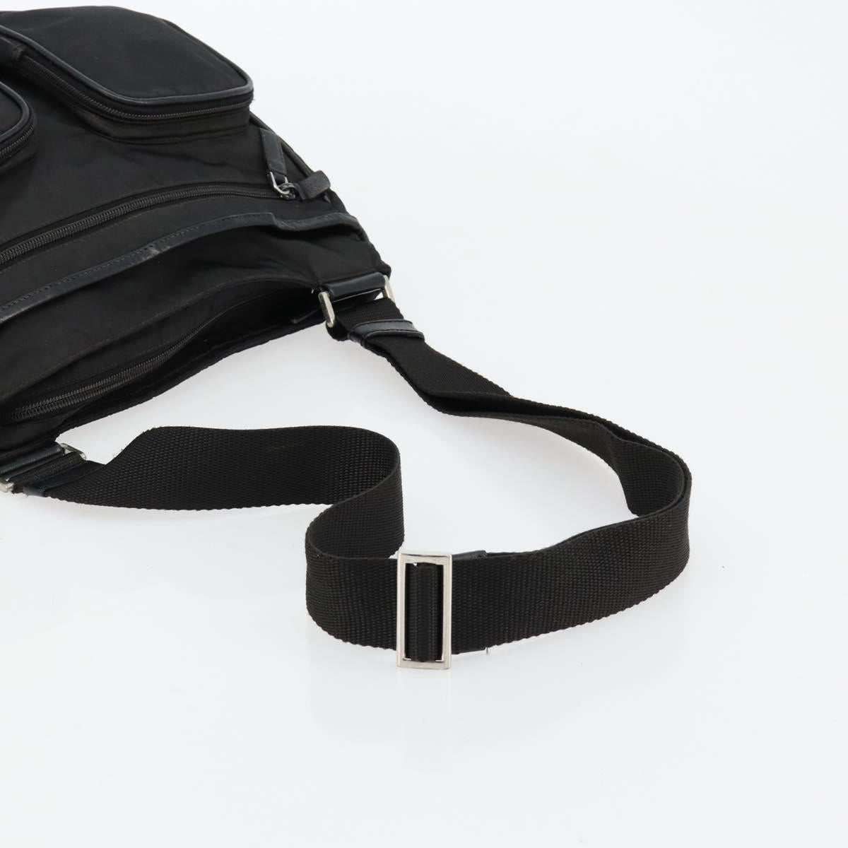 PRADA Shoulder Bag Nylon Black Silver Auth 180848