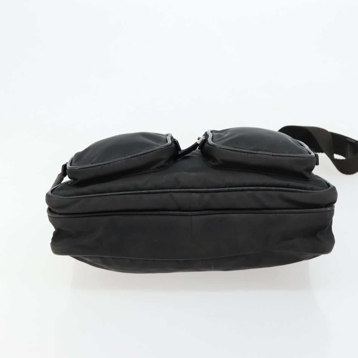 PRADA Shoulder Bag Nylon Black Silver Auth 180848