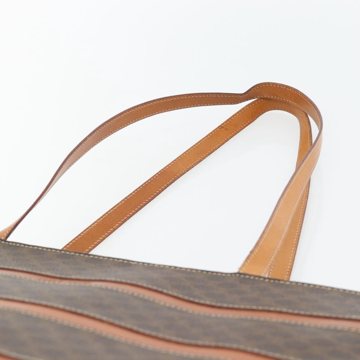 CELINE Macadam Canvas Tote Bag PVC Leather Brown Gold Auth 180849