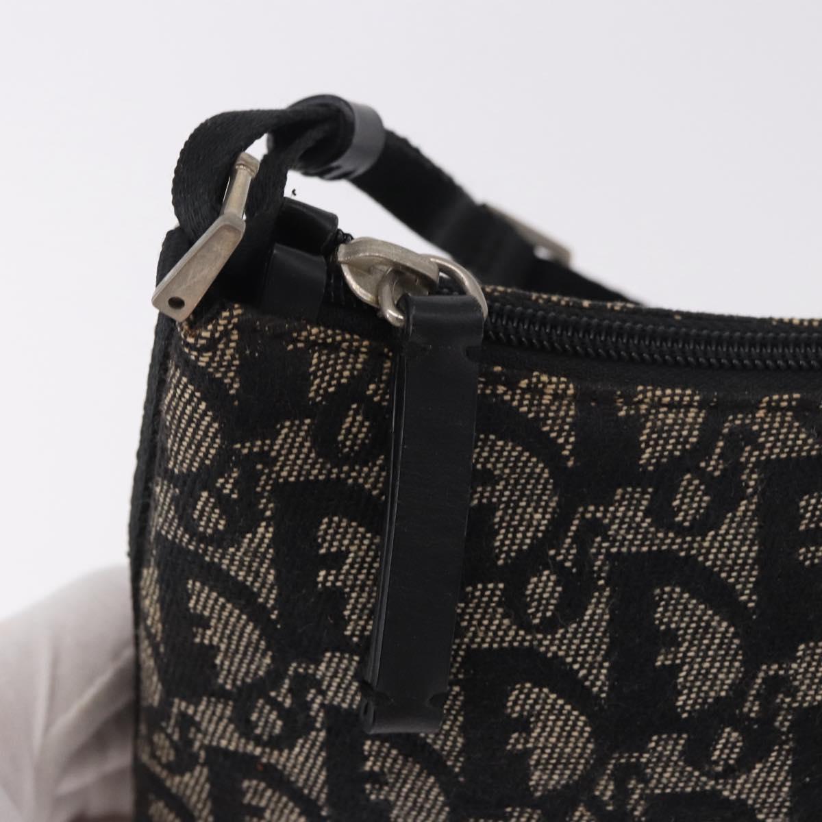 Christian Dior Trotter Canvas Accessory Pouch Black Silver Auth 180853A