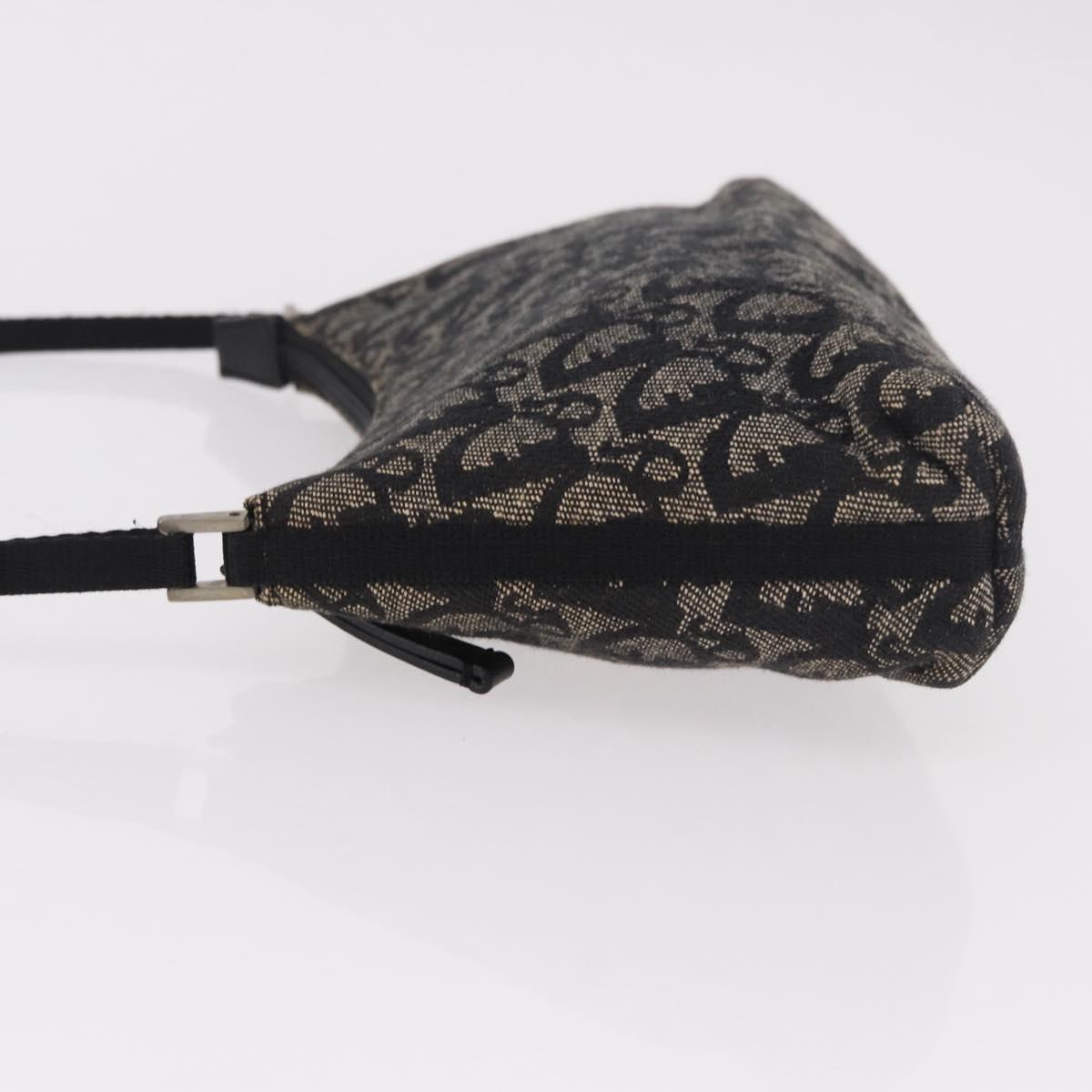 Christian Dior Trotter Canvas Accessory Pouch Black Silver Auth 180853A