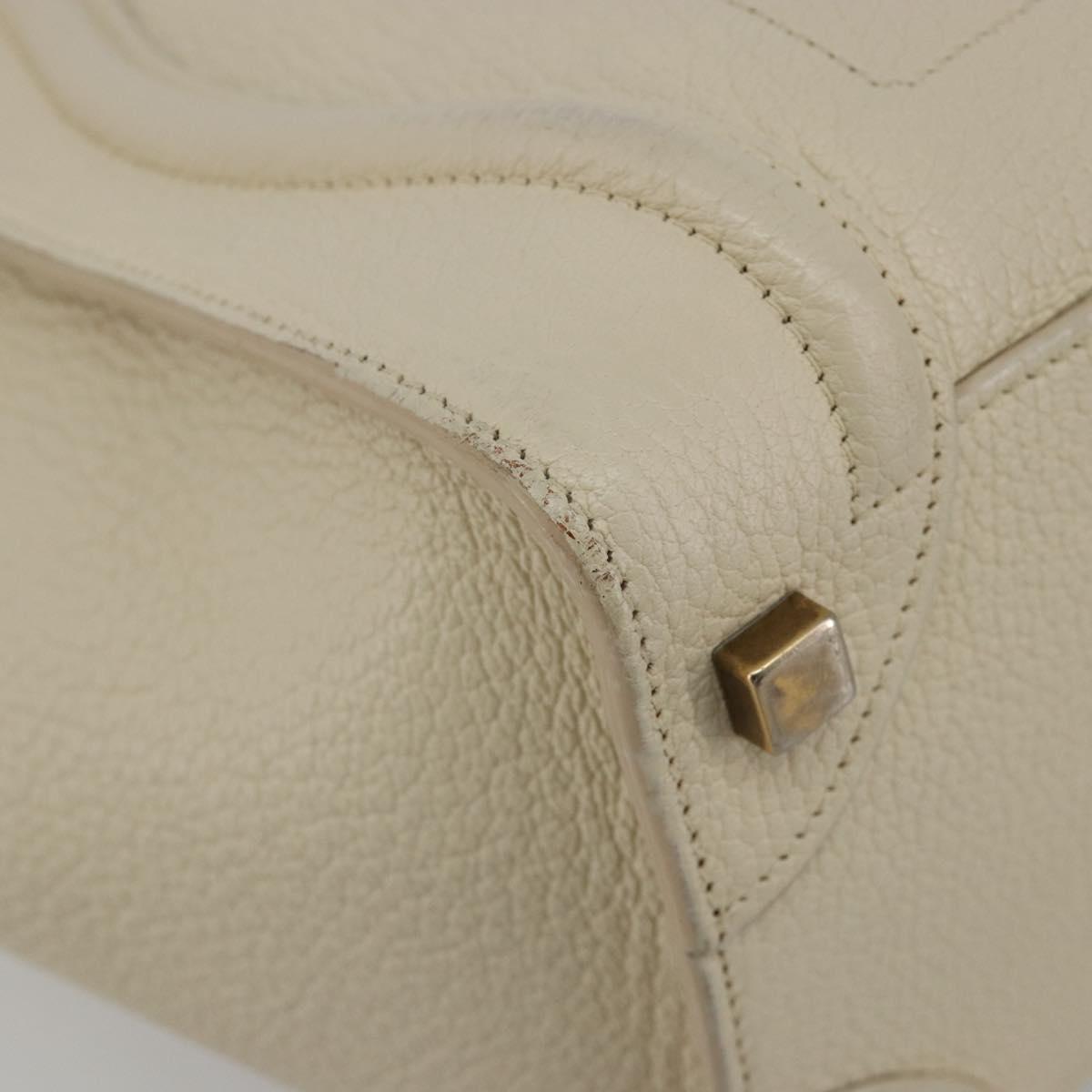 CELINE Luggage Micro Tote Bag Leather Ivory Gold Auth 180856