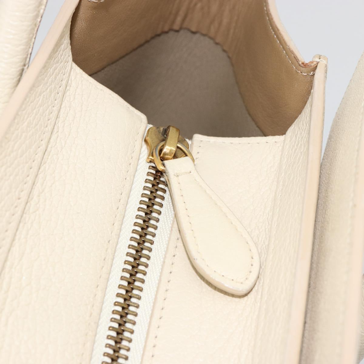 CELINE Luggage Micro Tote Bag Leather Ivory Gold Auth 180856