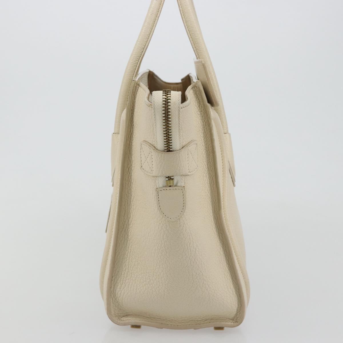 CELINE Luggage Micro Tote Bag Leather Ivory Gold Auth 180856