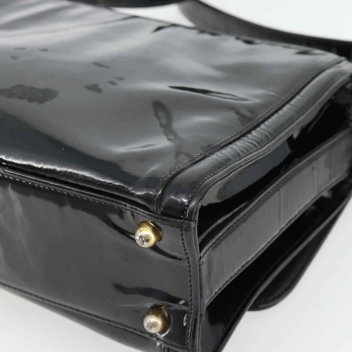 CHANEL Shoulder Bag Patent leather Black Gold CC Auth 180857