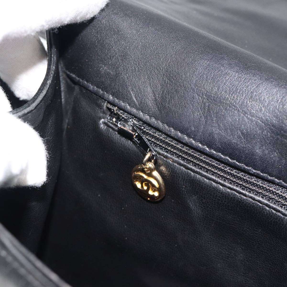 CHANEL Shoulder Bag Patent leather Black Gold CC Auth 180857