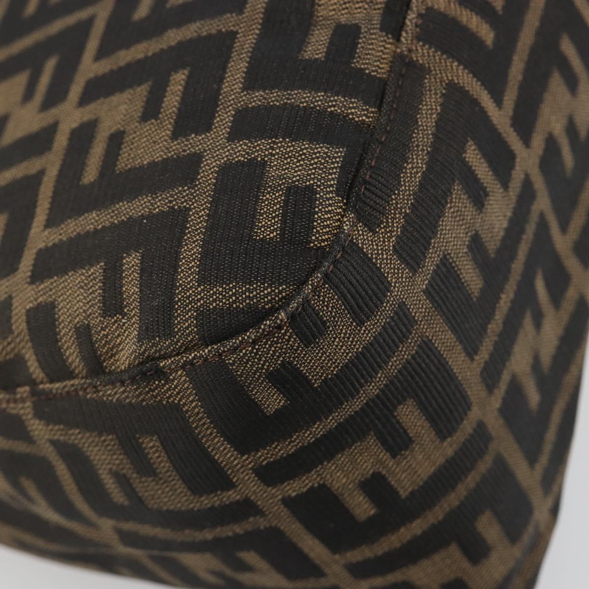 FENDI Zucca Canvas Mamma Baguette Shoulder Bag Brown Black Auth 180861A